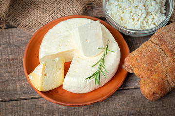 cheese on wooden table
