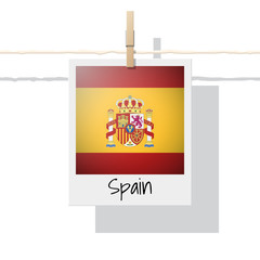 European country flag collection with photo of Spain flag , vector , illustration
