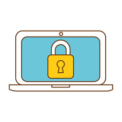 laptop computer with padlock