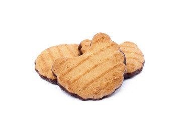 Tasty cookies biscuits isolated on white background