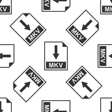 MKV file document icon. Download MKV button icon seamless pattern on white background. Flat design. Vector Illustration