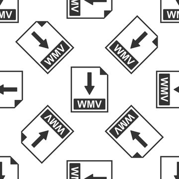 WMV file document icon. Download WMV button icon seamless pattern on white background. Flat design. Vector Illustration