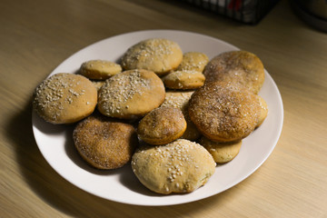 Homemade cookies with sugar, cinnamon and sesame