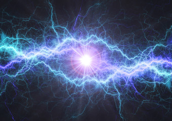 Fire and ice electrical lightning bolt, plasma and electric power background
