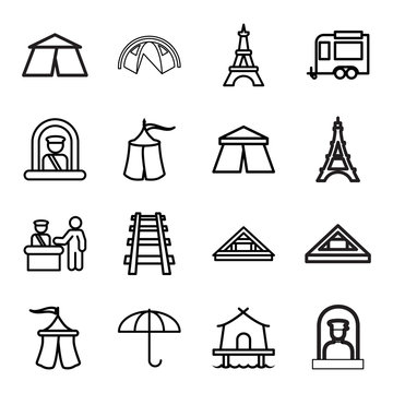 Set of 16 tourist outline icons