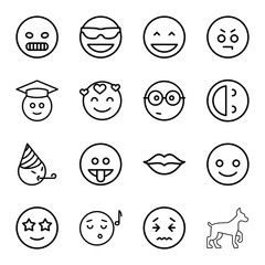Set of 16 smile outline icons