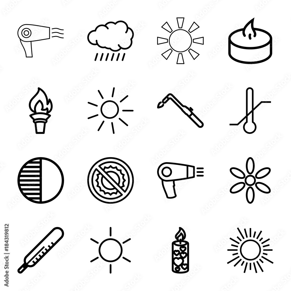 Canvas Prints Set of 16 heat outline icons