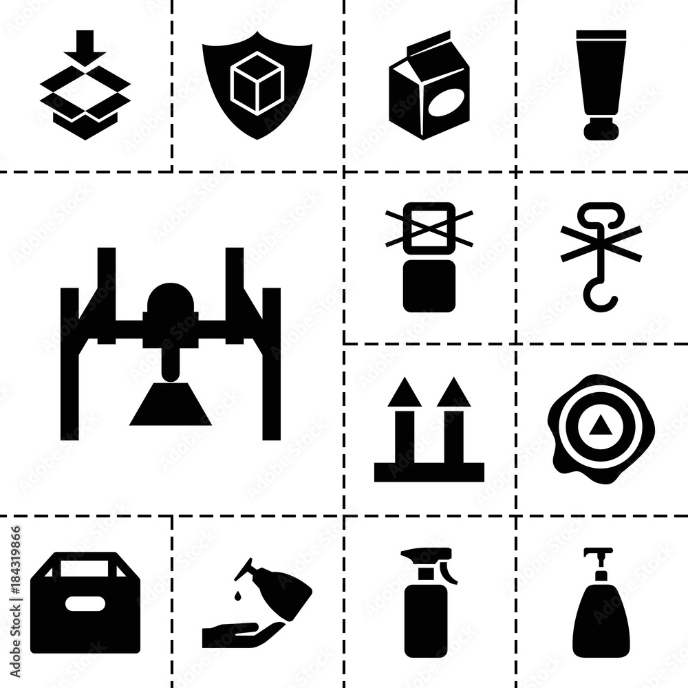 Sticker Packaging icons. set of 13 editable filled packaging icons