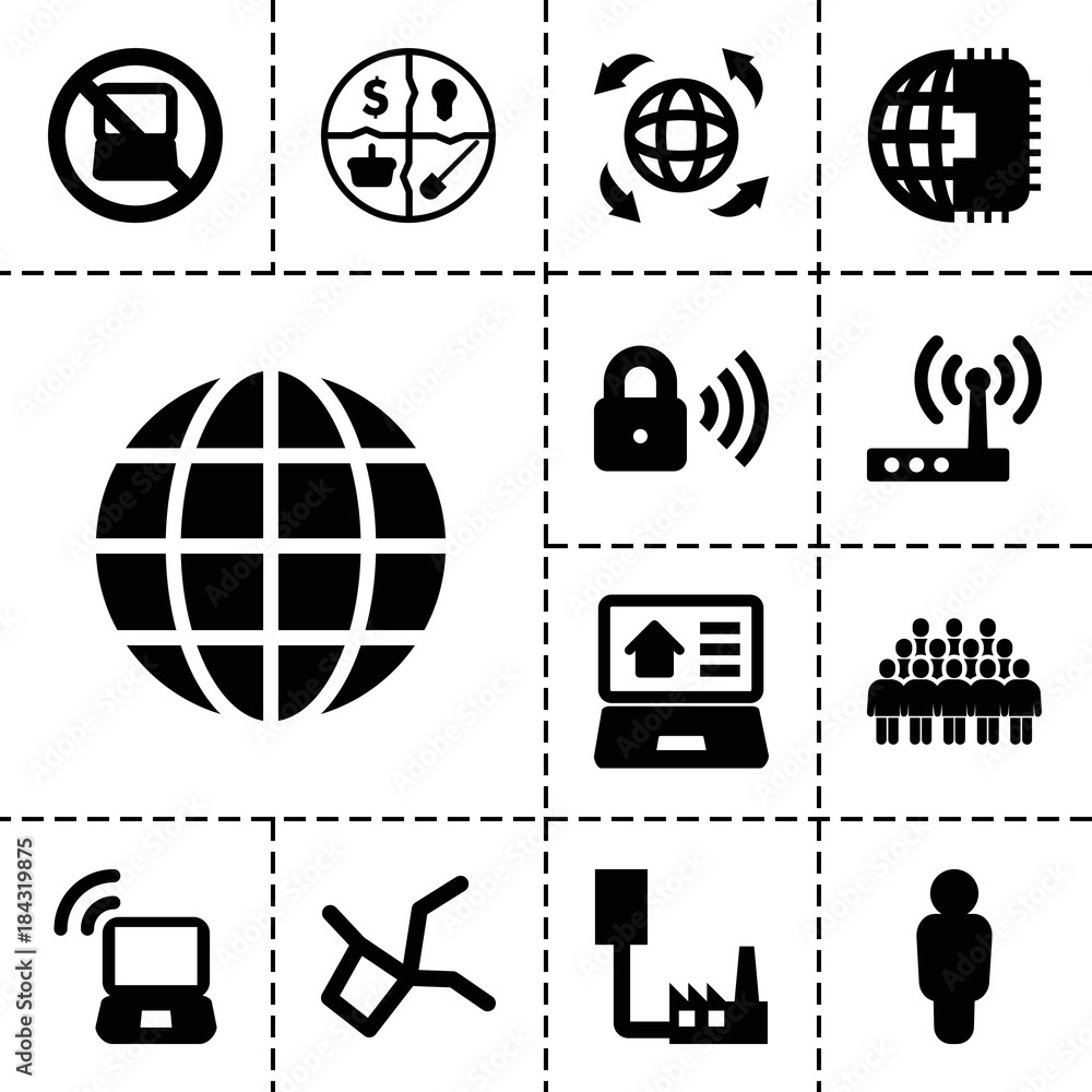 Poster network icons. set of 13 editable filled network icons
