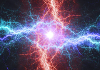 Fire and ice electrical lightning bolt, plasma and electric power background