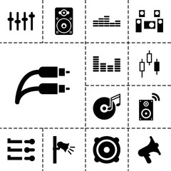 Volume icons. set of 13 editable filled volume icons