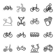 Set of 16 bicycle outline icons