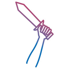 hand whit warrior sword