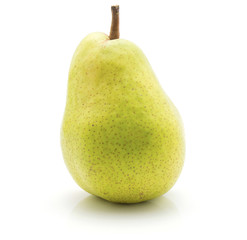 .Green pear isolated on white background one whole.