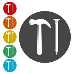 Hammer and nail icon 