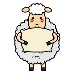cute sheep with pillow character icon
