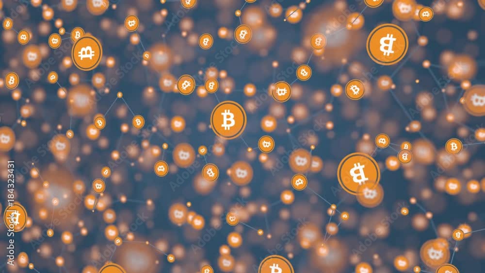 Poster bitcoin deals or transactions model. cryptocurrency related loopable motion background
