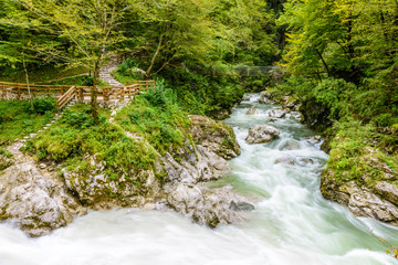 The Tolmin canyon (Tolminska korita) in the autumn after rain in Triglav national park, Slovenia