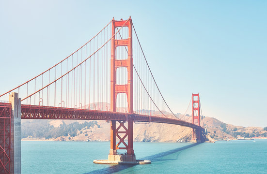 Retro toned picture of the Golden Gate Bridge, San Francisco, USA.