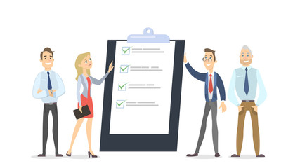 Business people with clipboard.