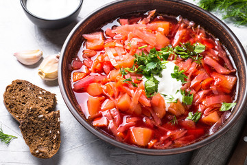 Traditional Ukrainian borscht.