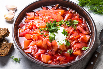 Traditional Ukrainian borscht.