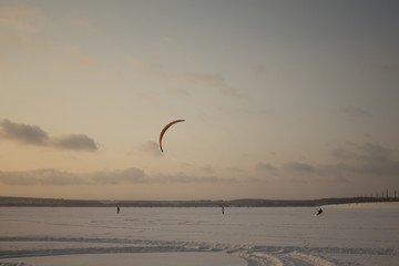 Kiting on frozen lake