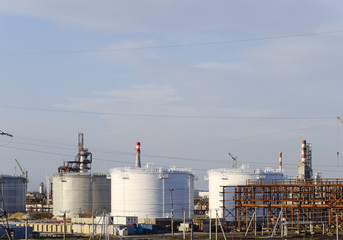 Distillation columns, pipes and other equipment furnaces refinery.