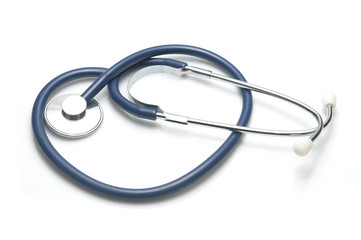 Stethoscope isolated on white background, heart shaped