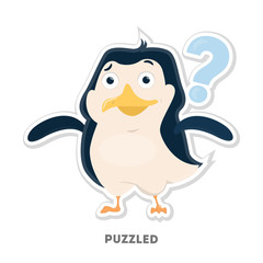 Isolated puzzled penguin.