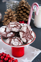 Chocolate biscuits with Christmas decorations