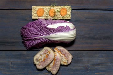 chinese cabbage and meatloaf