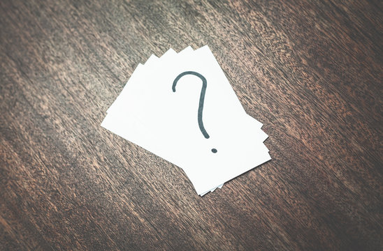 Question mark on a business cards.