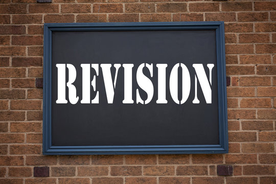 Conceptual hand writing text caption showing announcement Revision. Business concept for  Repeat Repetition Education Material for Exam written on frame old brick background and copy space