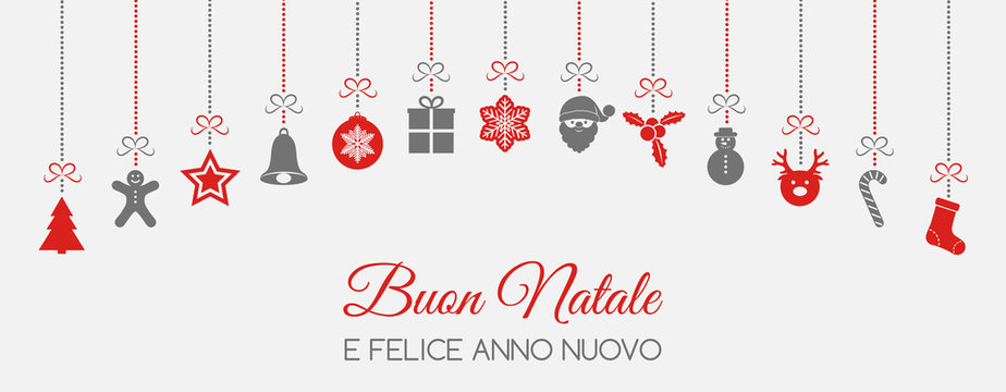 Buon Natale - Merry Christmas in Italian. Christmas decoration. Vector.