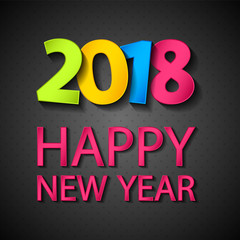 Happy New Year 2018. Poster with greeting. Vector.