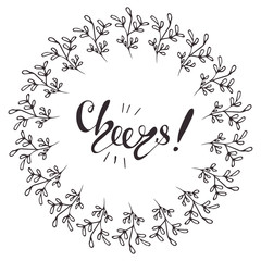 Greeting card design with lettering . Vector illustration.