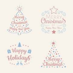 Christmas card wishes - set of wishes with ornaments. Vector.