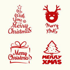 Fototapeta na wymiar Christmas card wishes - set of wishes with ornaments. Vector.