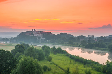 Obraz premium Colorful morning landscape in the morning, Poland, Tyniec near Krakow