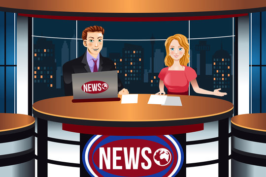TV News Anchors Illustration