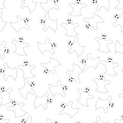 Obraz premium the ghosts of Halloween on a white background. For postcard, invitation, poster. Seamless pattern.