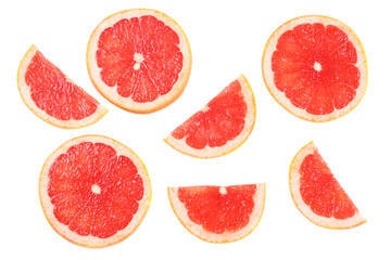healthy food. sliced grapefruit isolated on white background top view