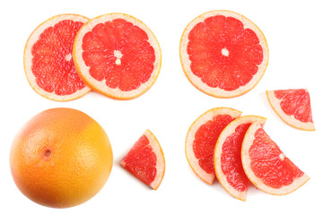 Naklejka na ściany i meble healthy food. sliced grapefruit isolated on white background top view