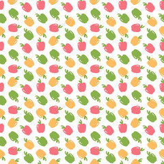 Cute and colorful doodle, hand drawn apples seamless pattern background.