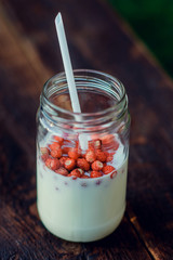 Fresh wild strawberry smoothie