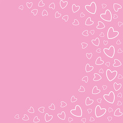 frame of hearts on a pink background prints, greeting cards, invitations for holiday, birthday, wedding, Valentine's day, party.