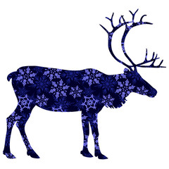 reindeer with dark blue snow pattern