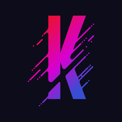 Alphabet letter, stylized colorful liquid ink font. Vector