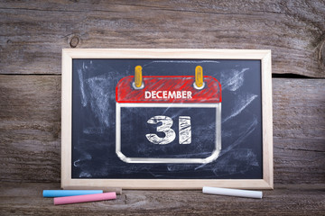 New year, December 31 Chalk board Background.